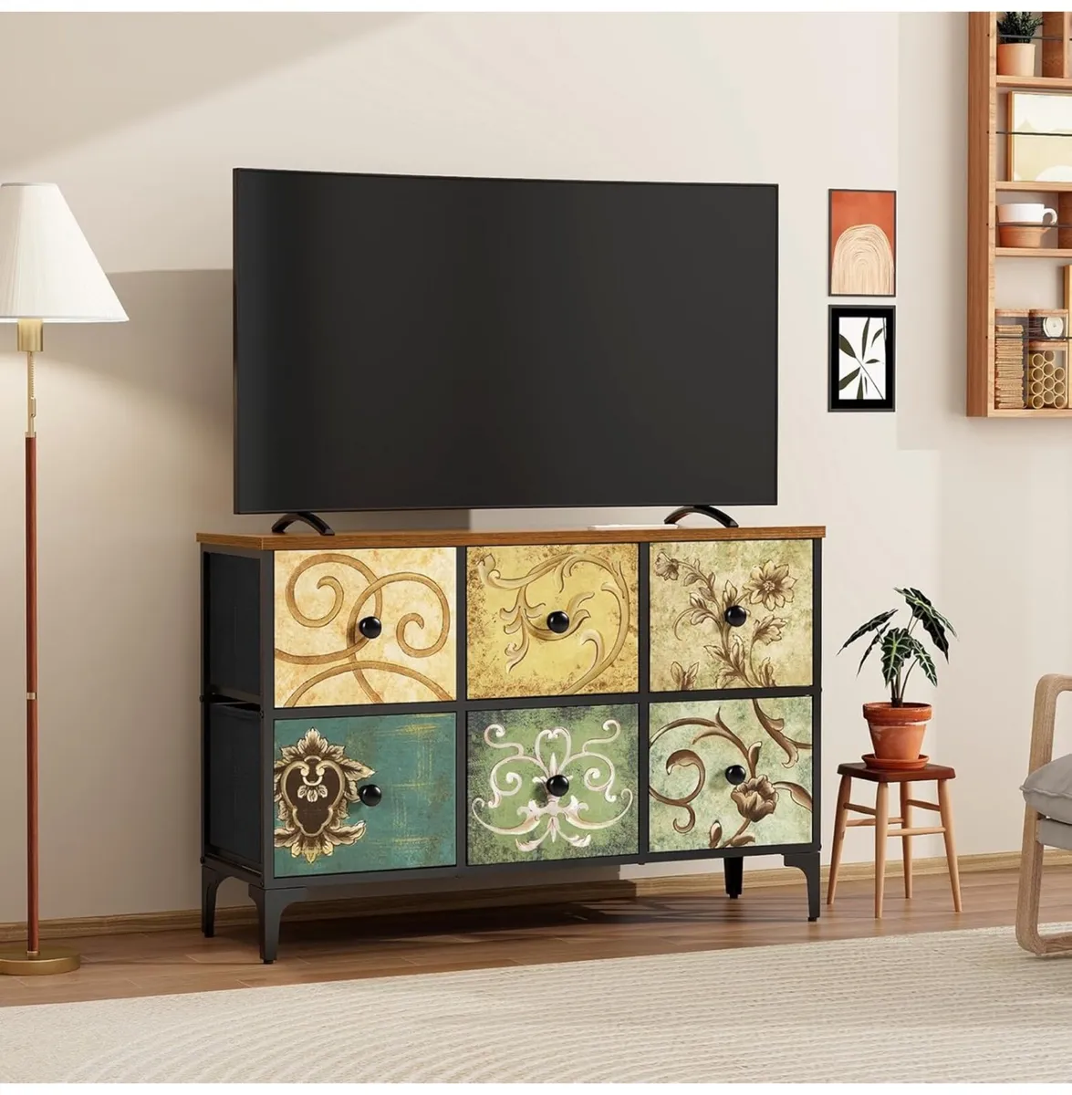 Chest of Drawers,6-Drawer TV Stand Cabinet with Me - Image 4