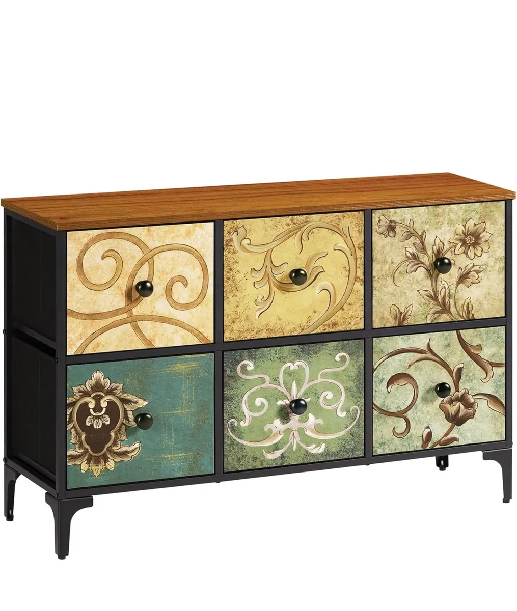 Chest of Drawers,6-Drawer TV Stand Cabinet with Me - Image 2