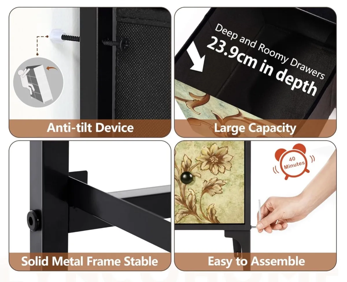 Chest of Drawers,6-Drawer TV Stand Cabinet with Me - Image 3
