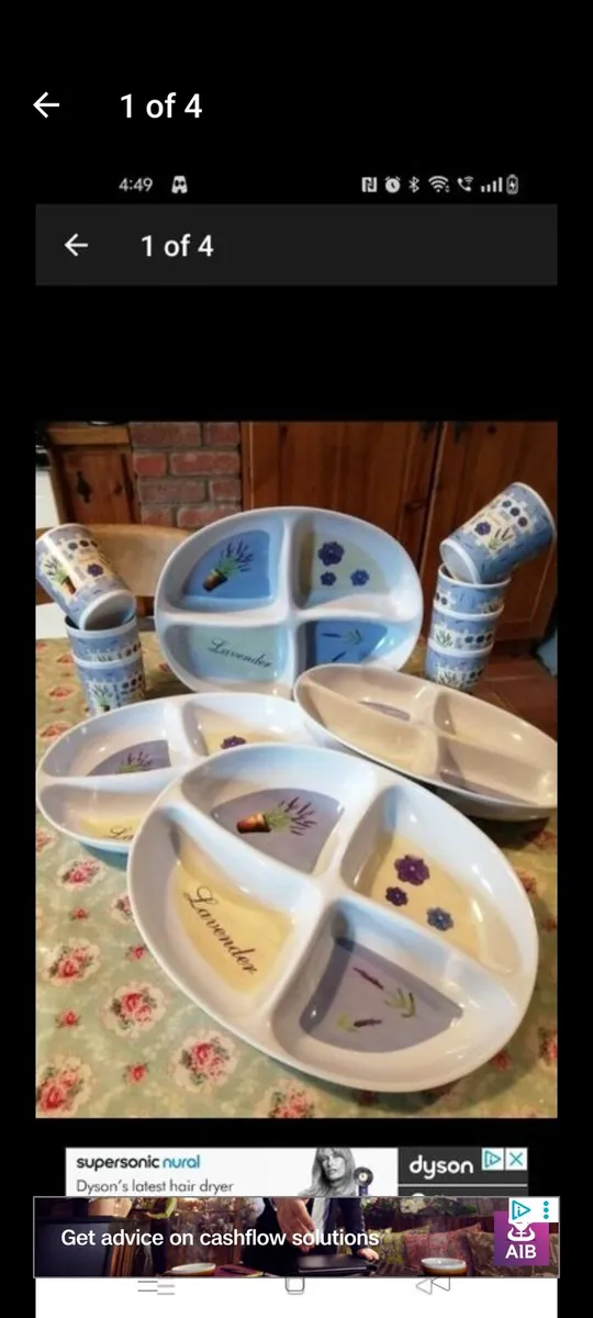 4 melamine/ picnic wear serving dishes with 7 tumb - Image 1