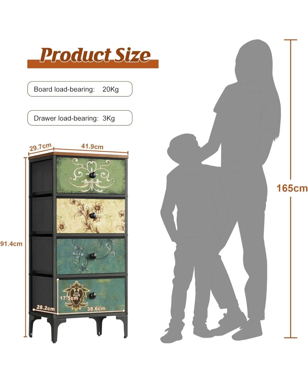 Chest of Drawers, Slim Bedroom Furniture with 4 Dr - Image 3