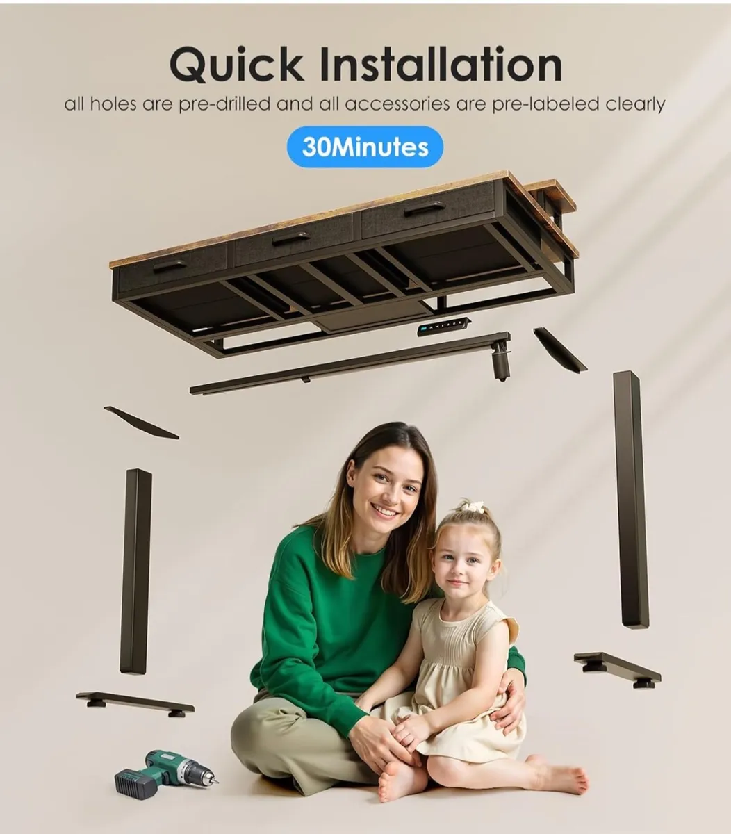 Electric Standing Desk, 120 x 54cm Height Adjustab - Image 2