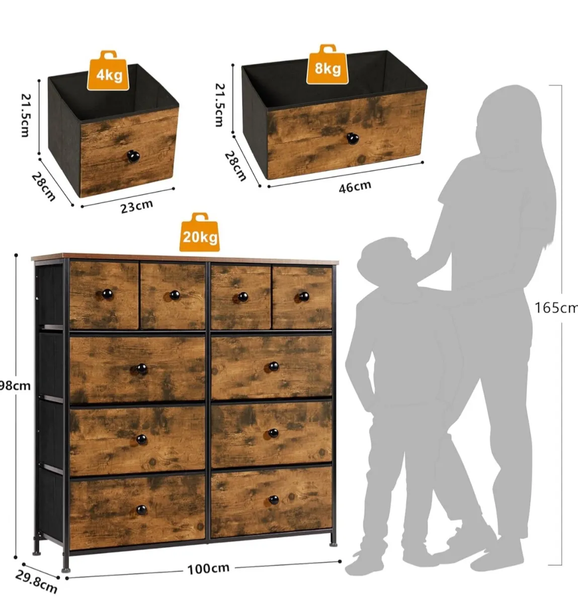 Chest of Drawers, Bedroom Furniture with 10 Large - Image 3