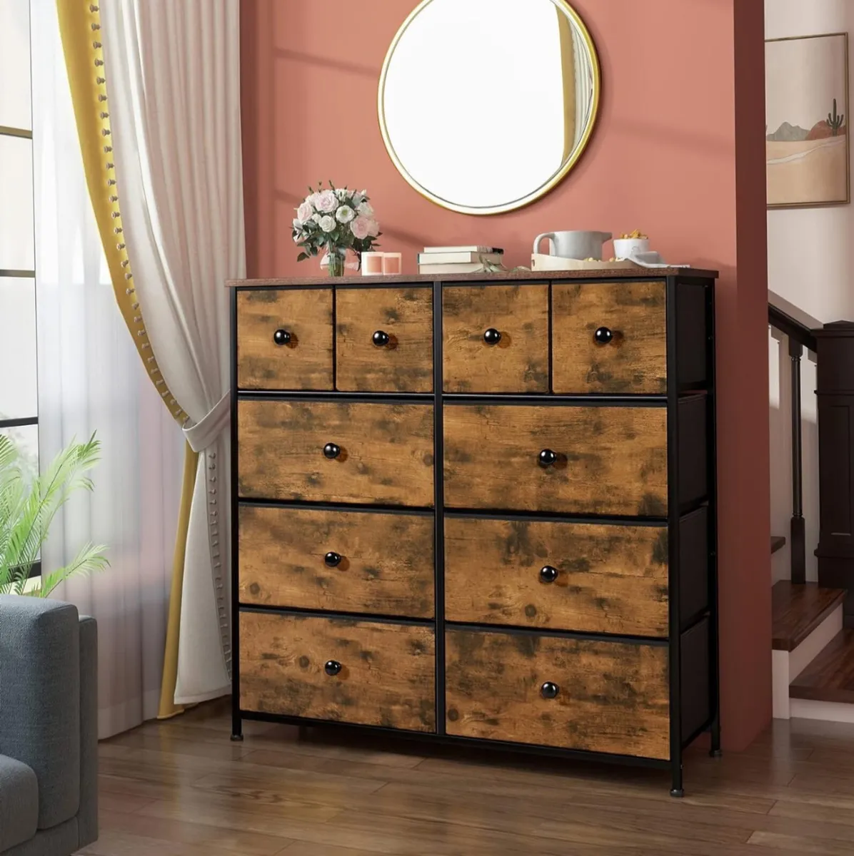 Chest of Drawers, Bedroom Furniture with 10 Large - Image 1