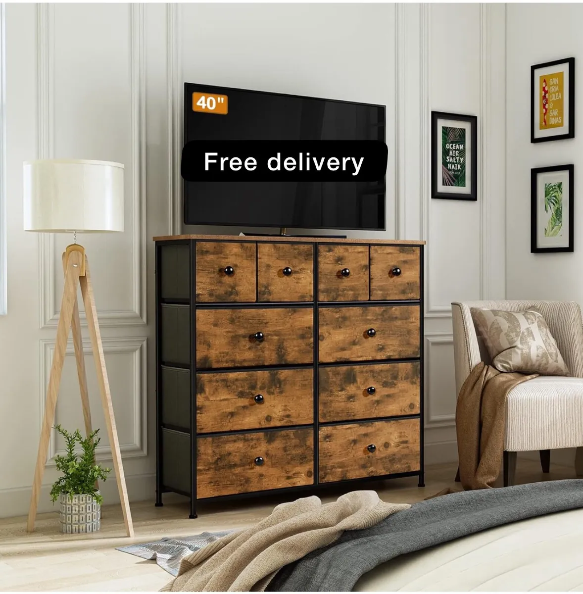Chest of Drawers, Bedroom Furniture with 10 Large - Image 1