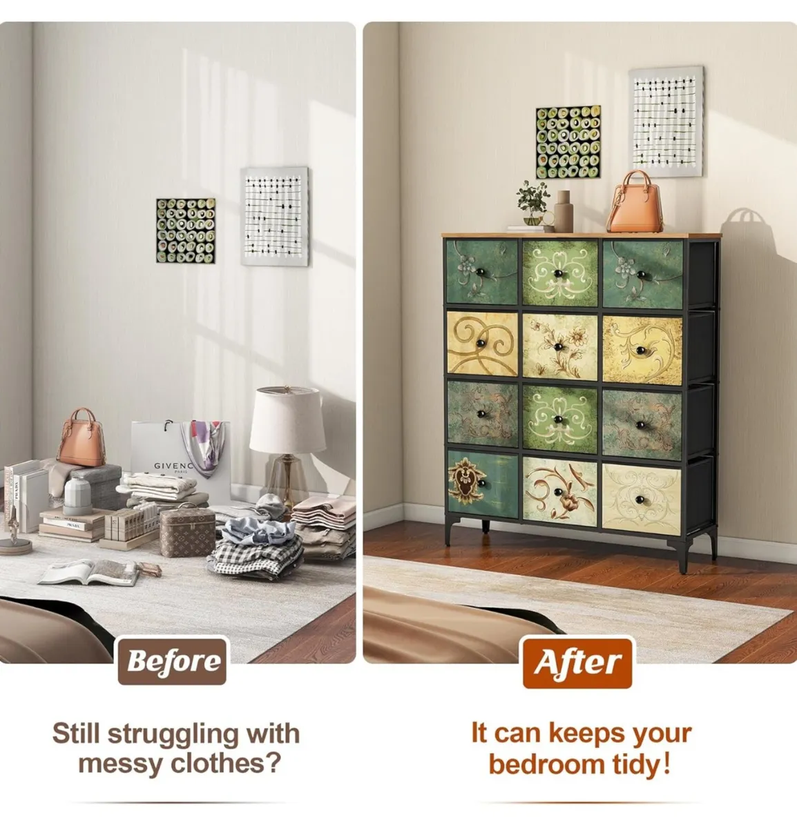 Chest of Drawers Bedroom,12-Drawer Wide Storage Or - Image 4