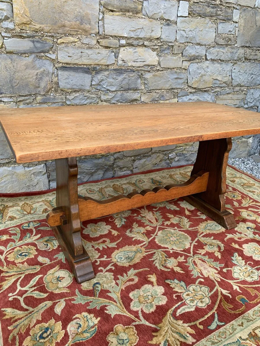 Stunning vintage solid oak refectory table. - Image 1