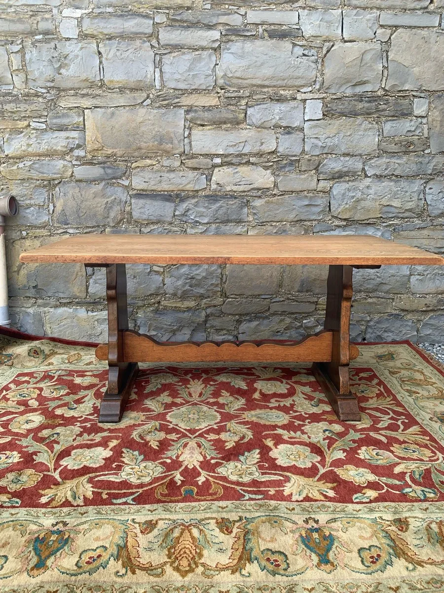 Stunning vintage solid oak refectory table. - Image 2