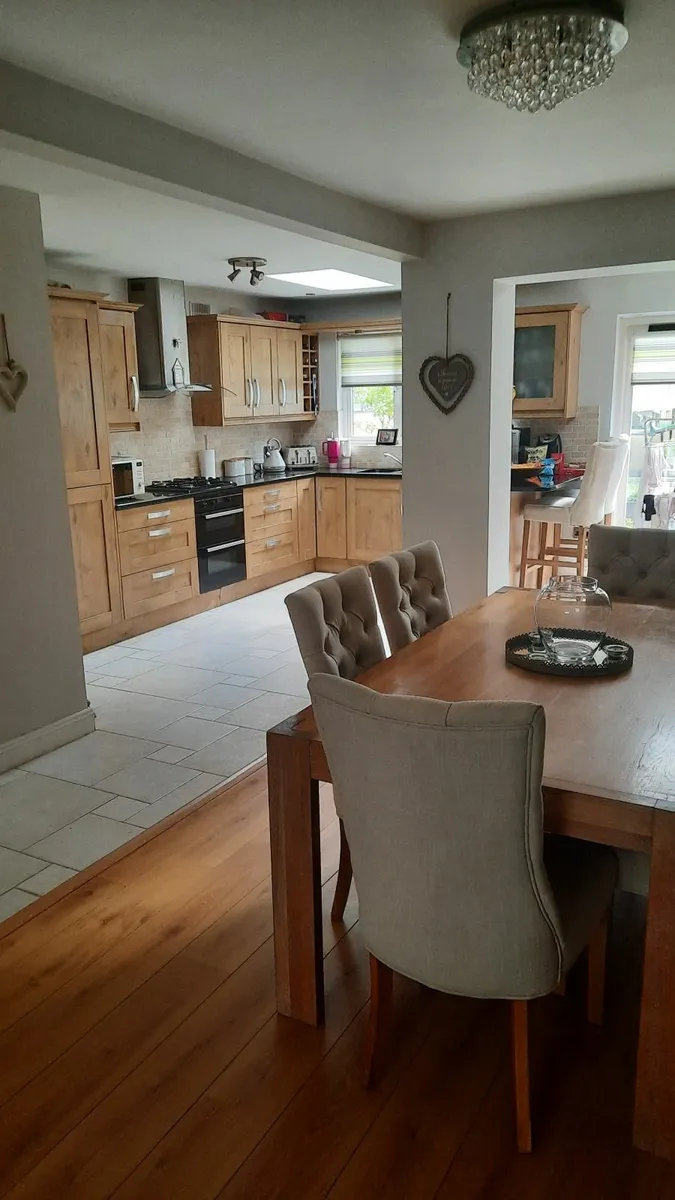 Solid Oak dining table- chairs not included - Image 2