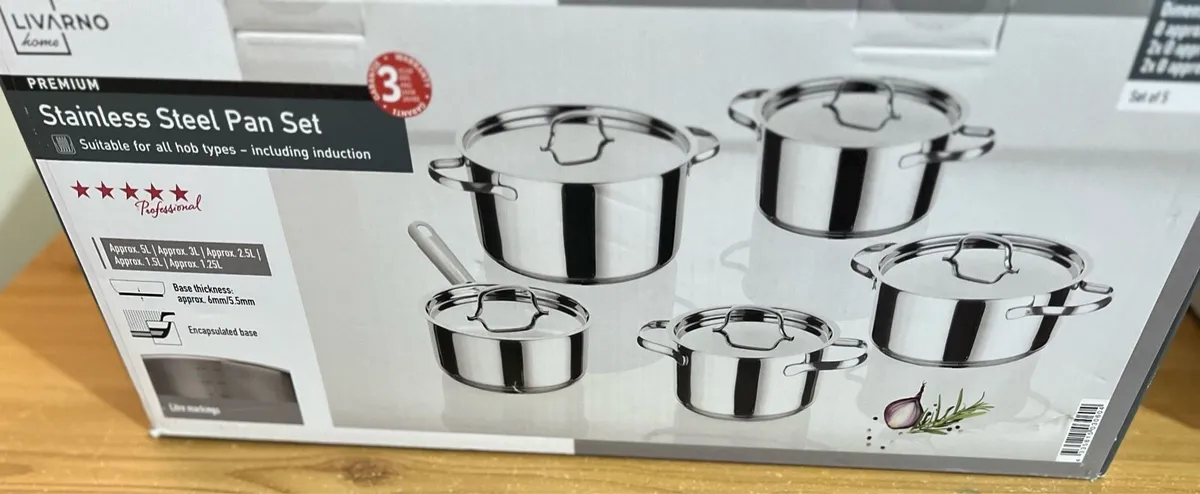 New Stainless Steal 5 Piece Pot & Pan Set Home - Image 3