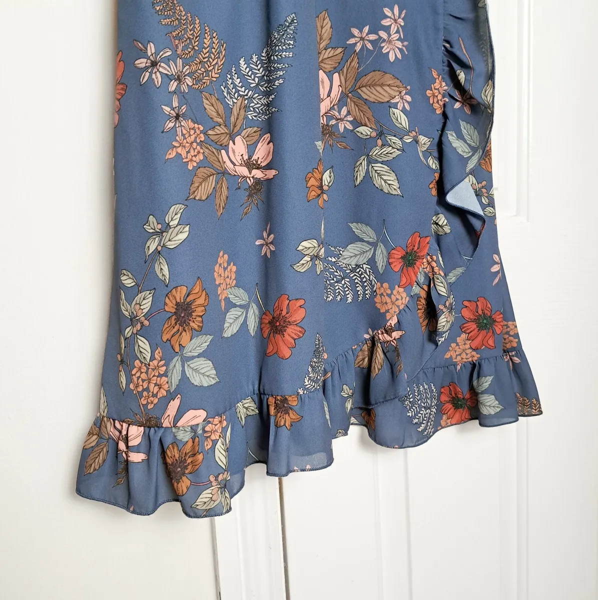 Formula Joven Blue Floral Mini Dress Ruffle 14UK - Image 2