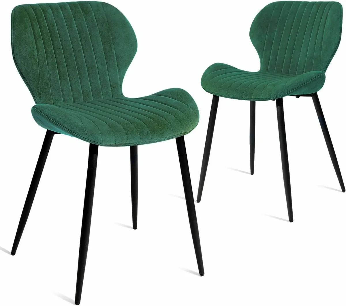 Set of 2 Velvet Chair Dining Chairs, Green - Image 4