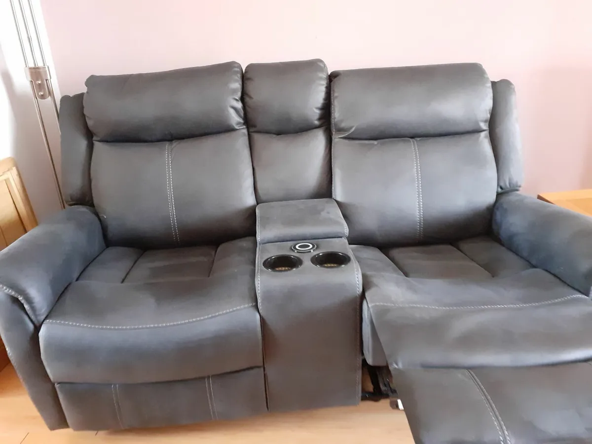 2 seater  sofa with drink holders - Image 2