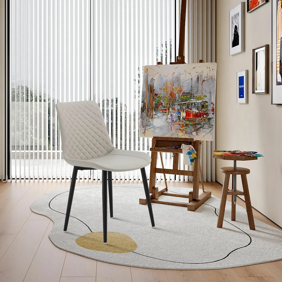 Dining Chairs Set of 2, Modern Beige Dining Room - Image 4