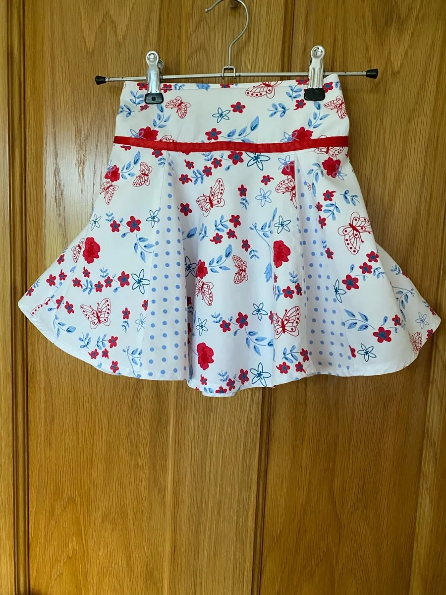 White, Red & Blue Floral Skirt - Image 3
