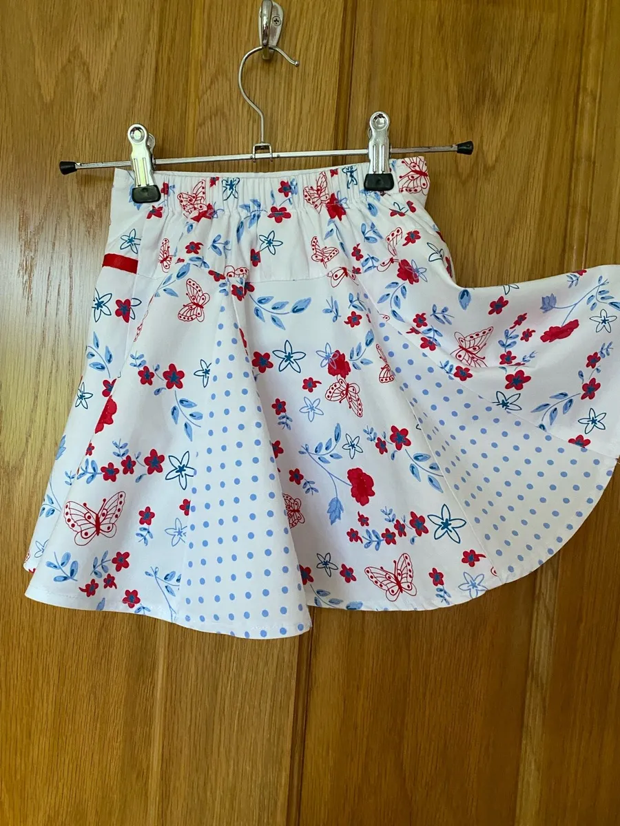 White, Red & Blue Floral Skirt - Image 4