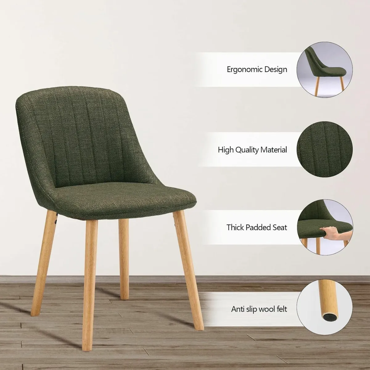 Dining Chairs Polyester Chairs  Kitchen Green - Image 2