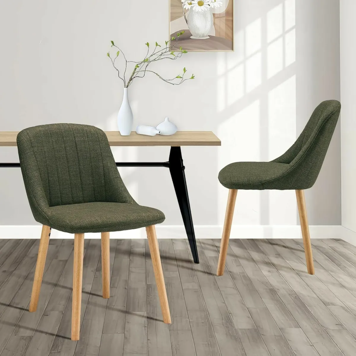 Dining Chairs Polyester Chairs  Kitchen Green - Image 4