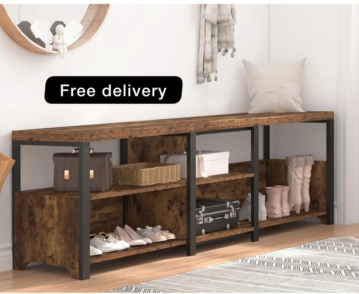 Entryway Bench Shoe Storage, Rustic Corner Storage - Image 1