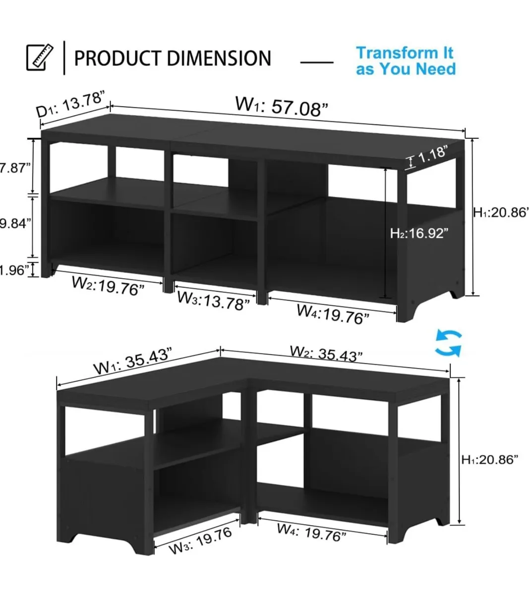 Black Bench, Long Entryway Bench with Shoe Storage - Image 2
