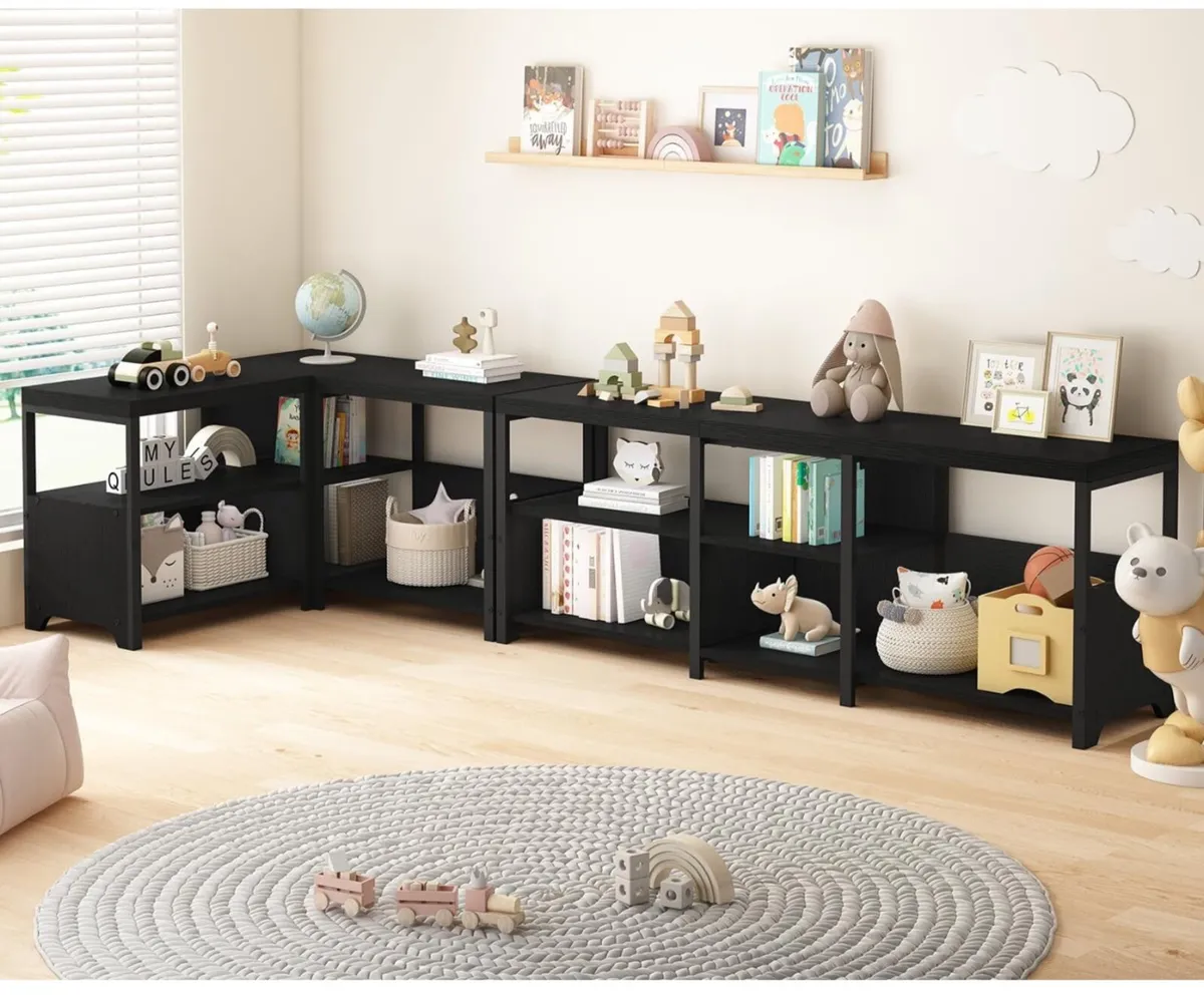 Black Bench, Long Entryway Bench with Shoe Storage - Image 4