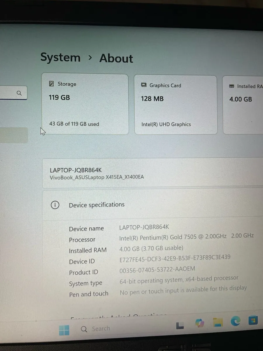 Asus laptop 4gb 128 ssd win 11 - Image 3