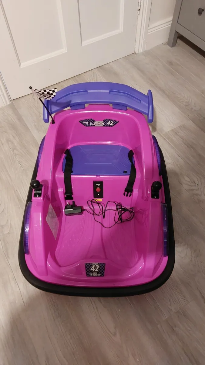 2x 6V Bumper Car, Flybar Racer, Blue + Pink - Image 4