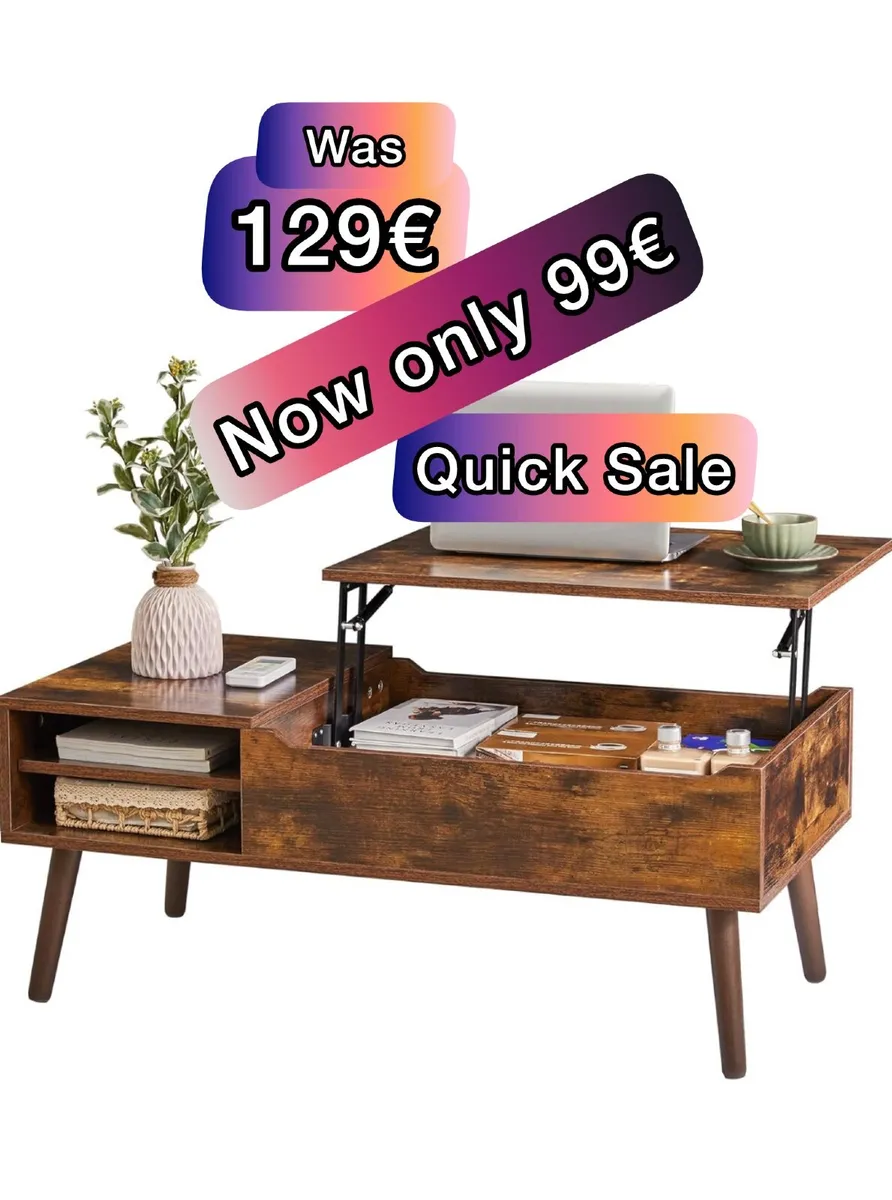 Coffee Table, Lift Top Coffee Table with Hidden Co - Image 1