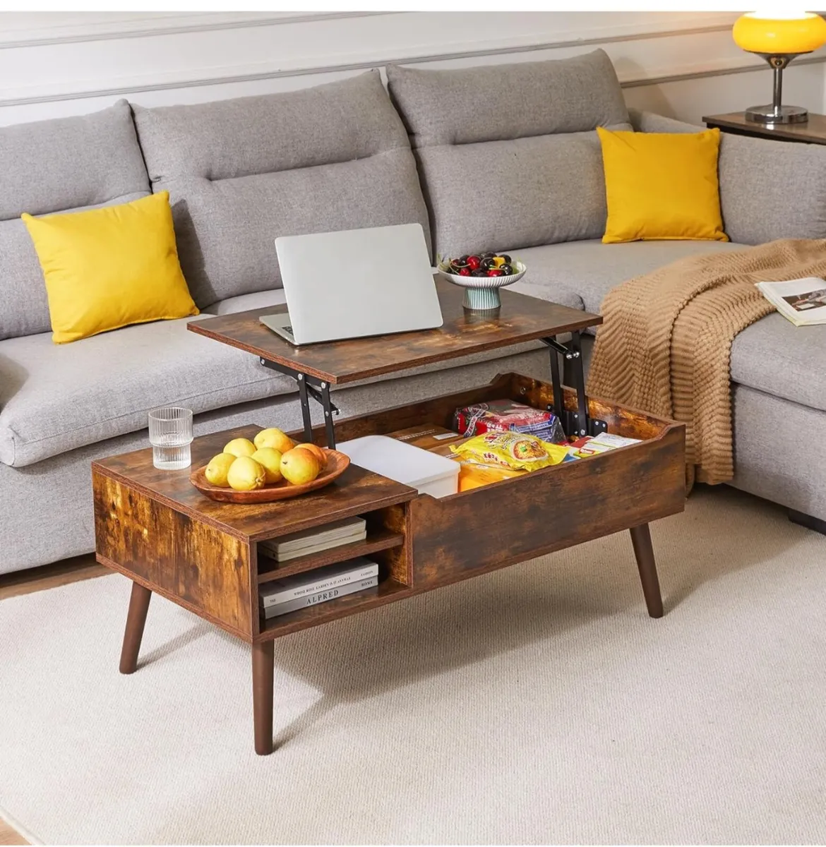 Coffee Table, Lift Top Coffee Table with Hidden Co - Image 4