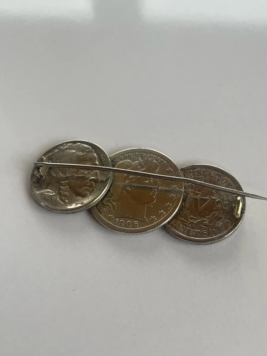 Antique Silver Coin Brooch - Image 3