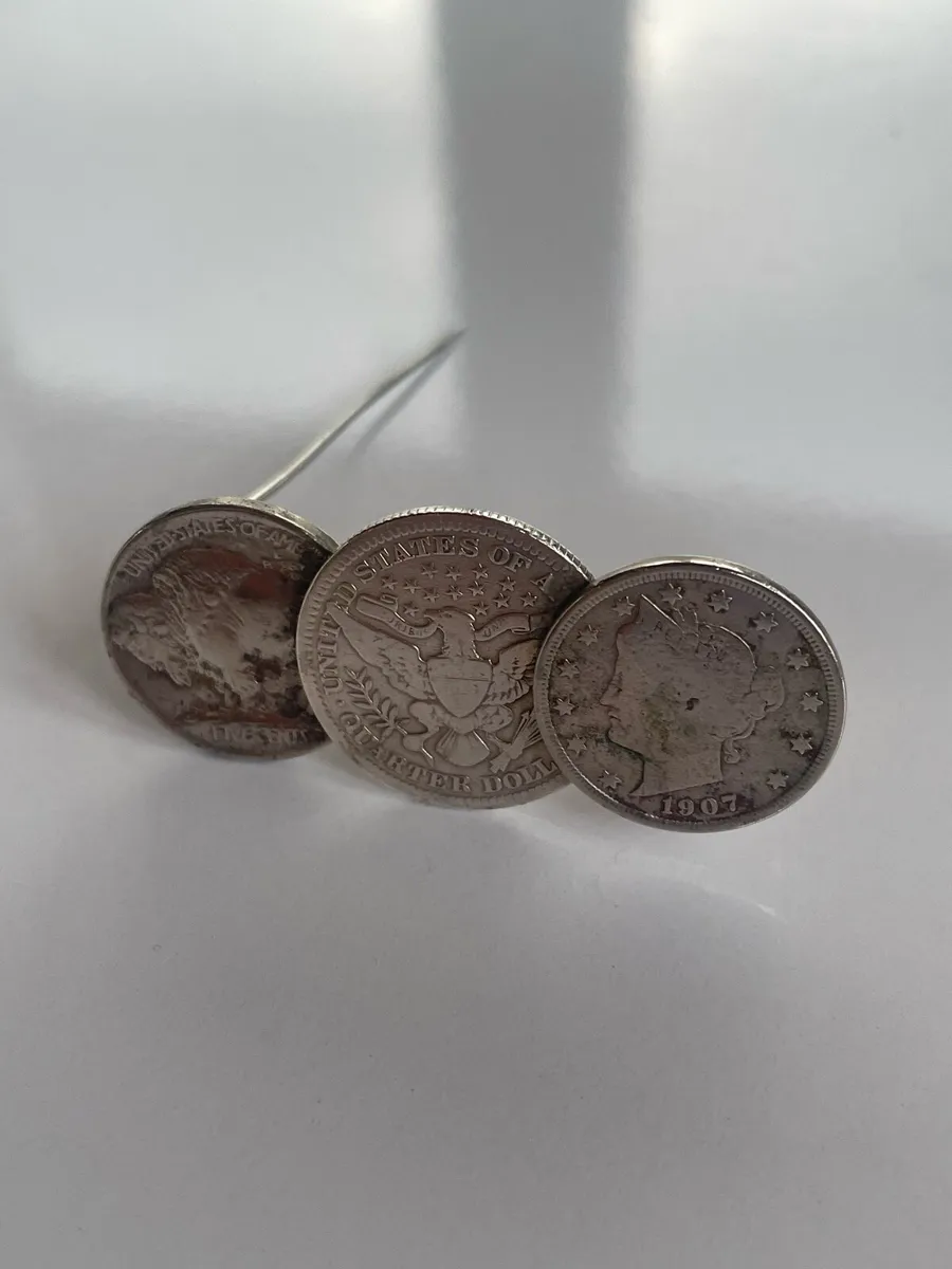 Antique Silver Coin Brooch - Image 4
