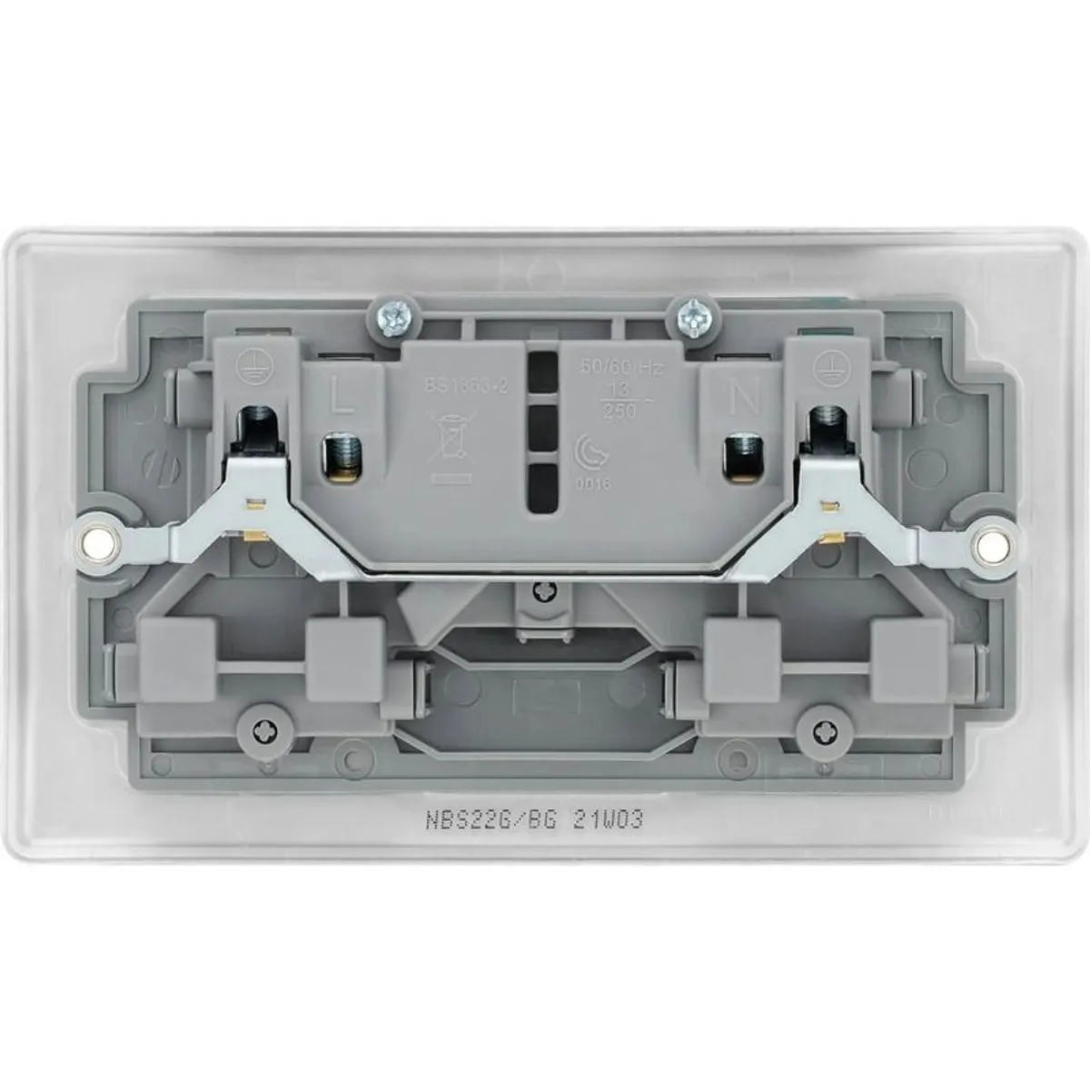 2x BG Nexus Brushed Steel NBS22G Double Socket Switched - Image 4