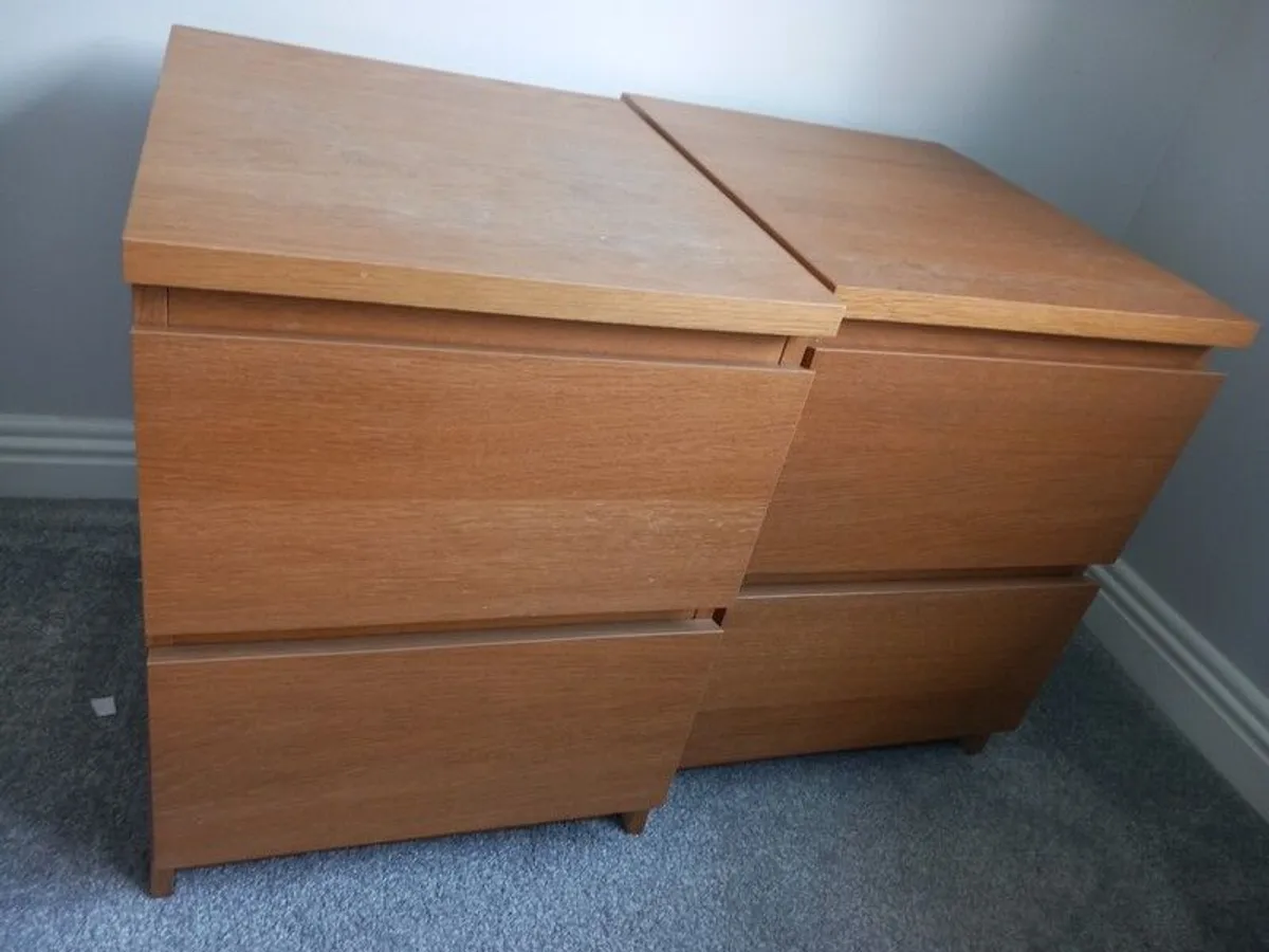 Bedside Lockers x2 Oak - Image 1