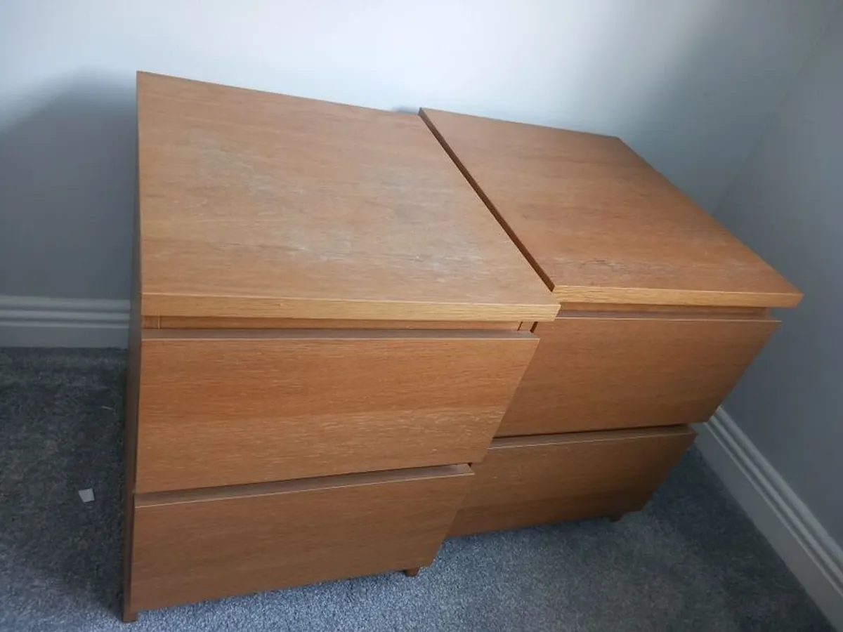 Bedside Lockers x2 Oak - Image 3
