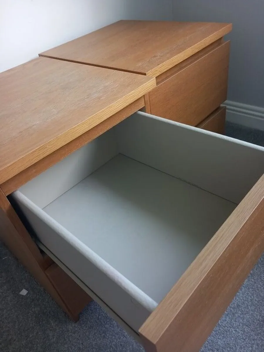 Bedside Lockers x2 Oak - Image 4