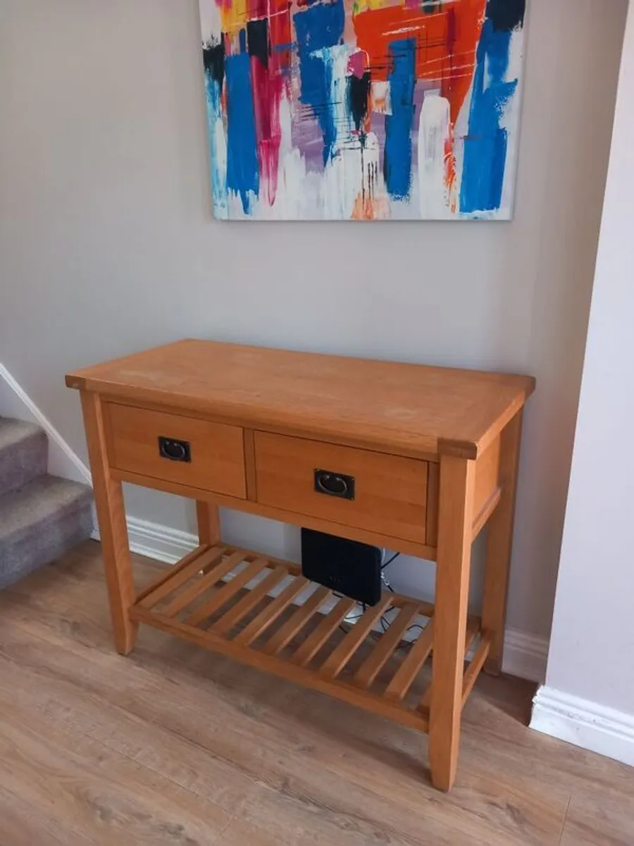 Solid Oak Hall Table 81 x 45 x 100 - Image 2