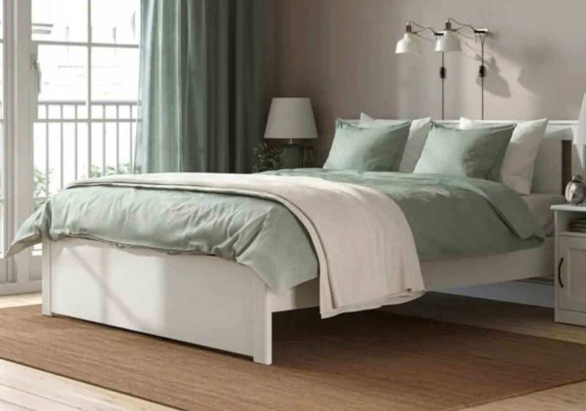 Modern White 4 Ft 6” Storage Double Bed - Deliver