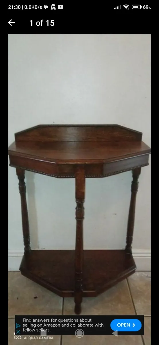 Antique Solid Oak Console/Hall Table - Image 1