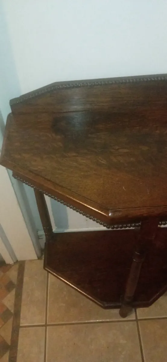 Antique Solid Oak Console/Hall Table - Image 3
