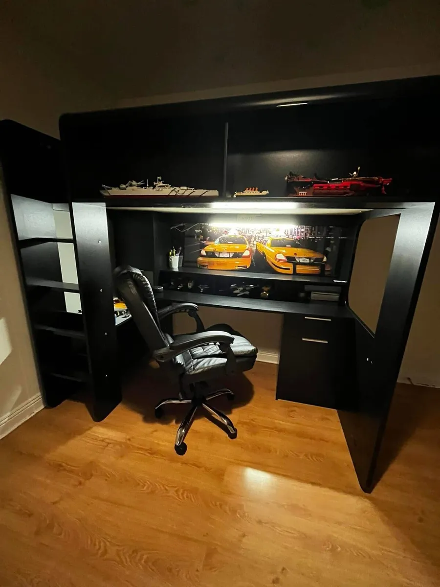 Bed with desk and storages - Image 1