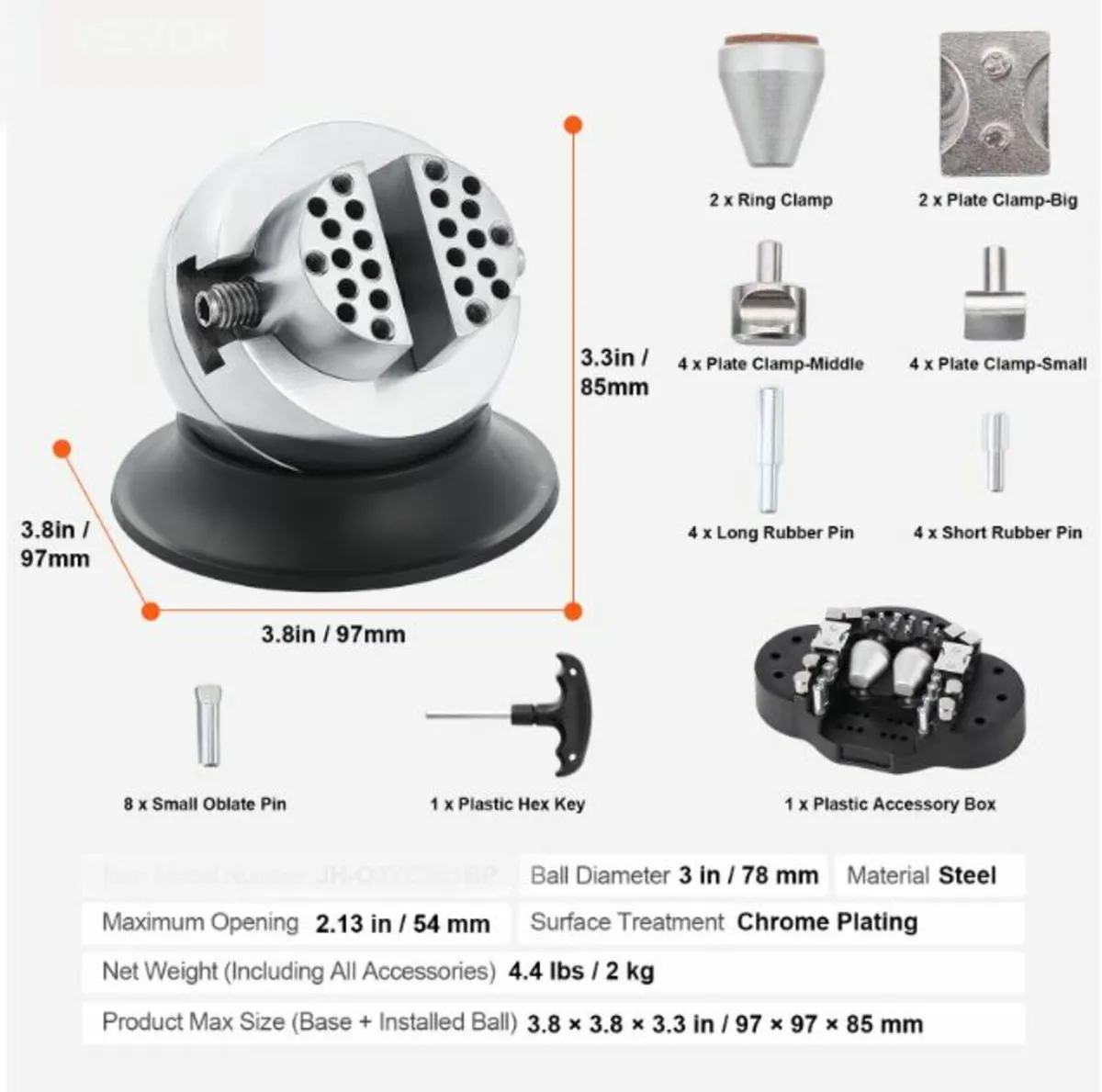 3 Inch Engraving Block Block Ball Vise with 30Pcs - Image 2
