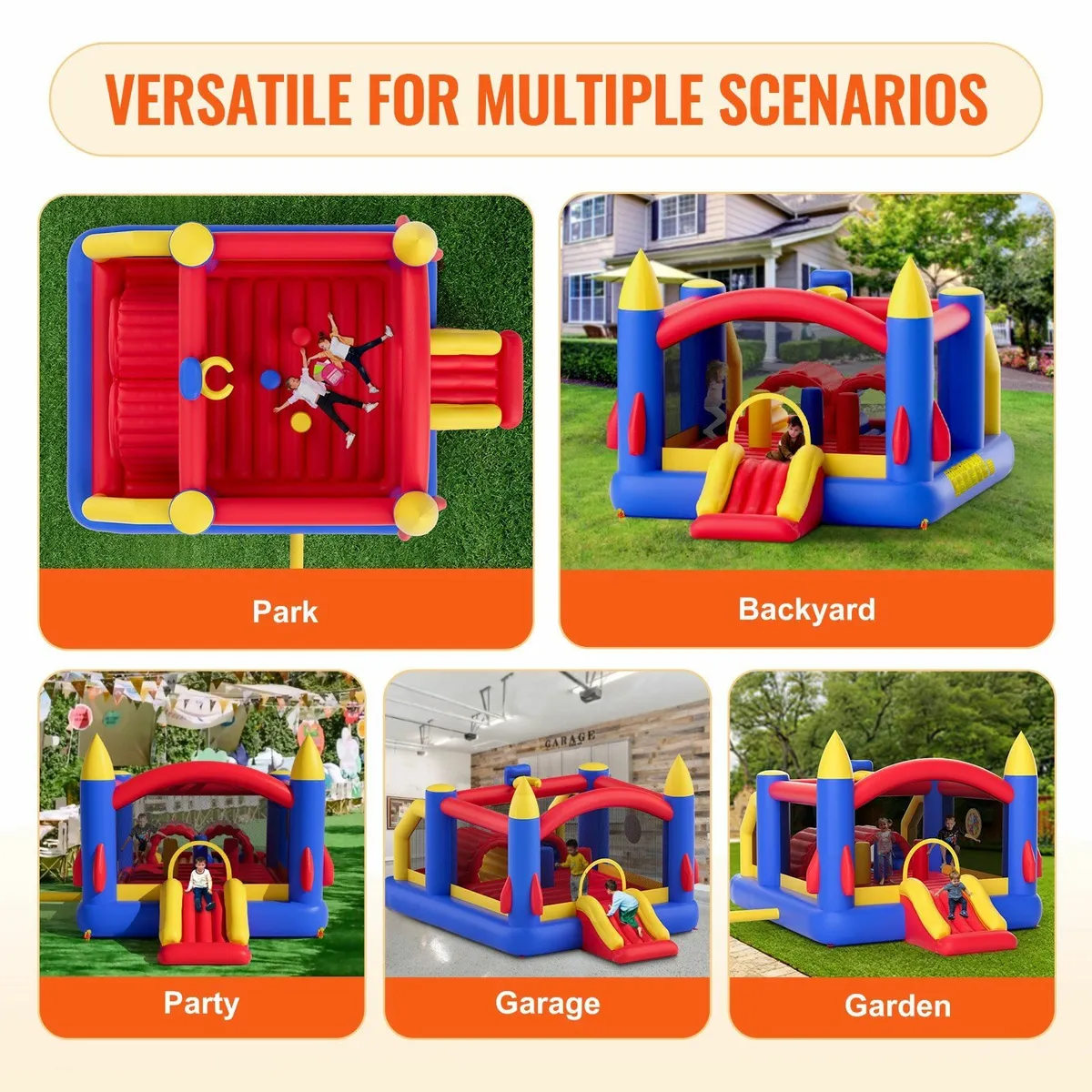 Kids Garden Bouncy Castle with Slide and Ball Game - Image 2