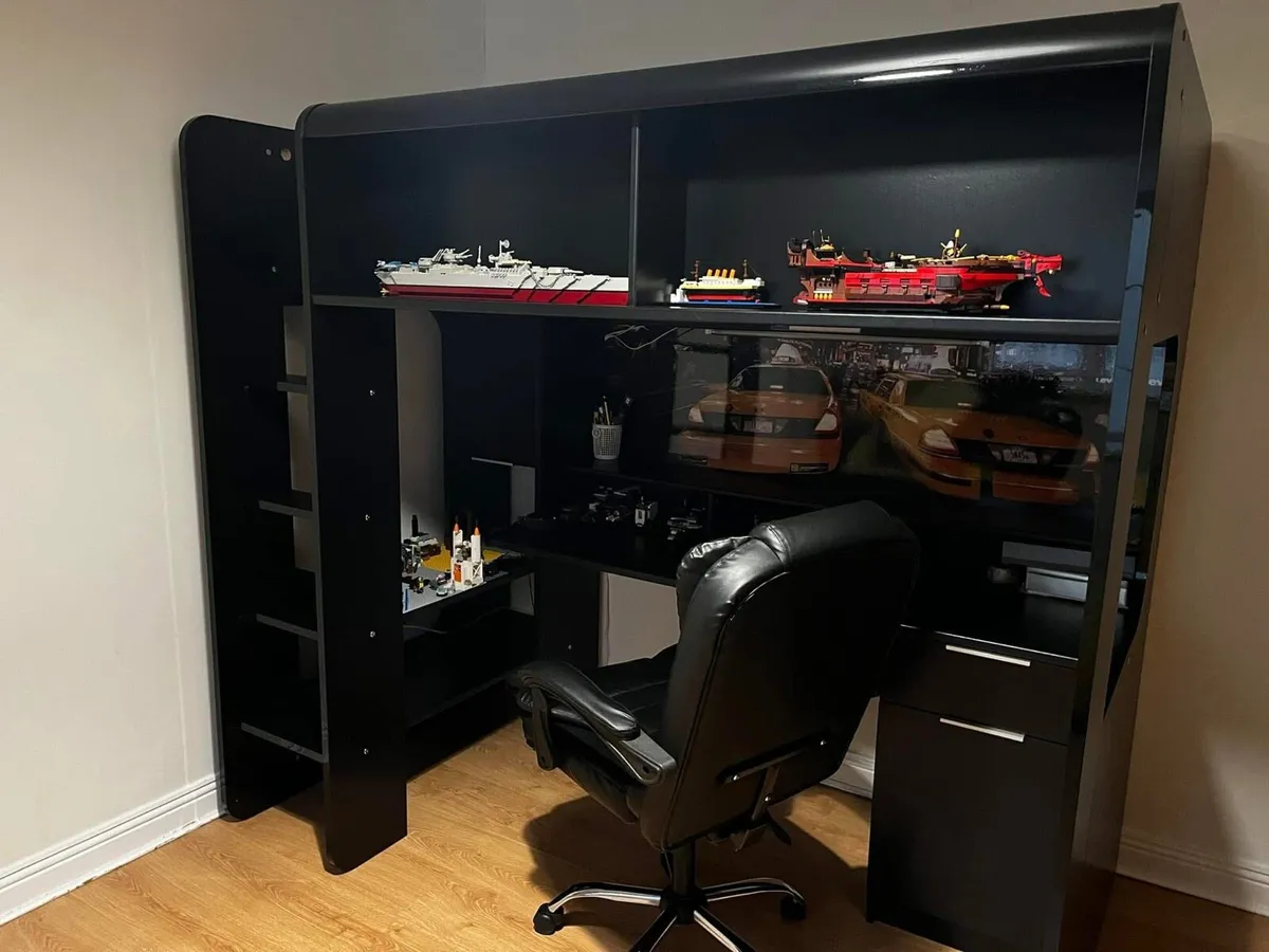 Bed with desk and storages - Image 2