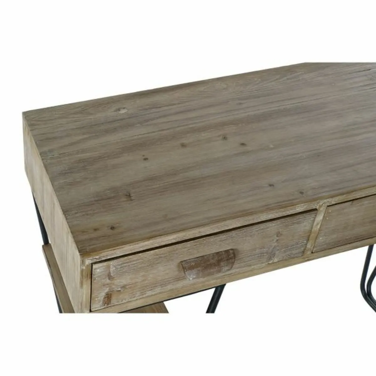 Vintage Console Table Black Metal & Fir Wood Spec - Image 2