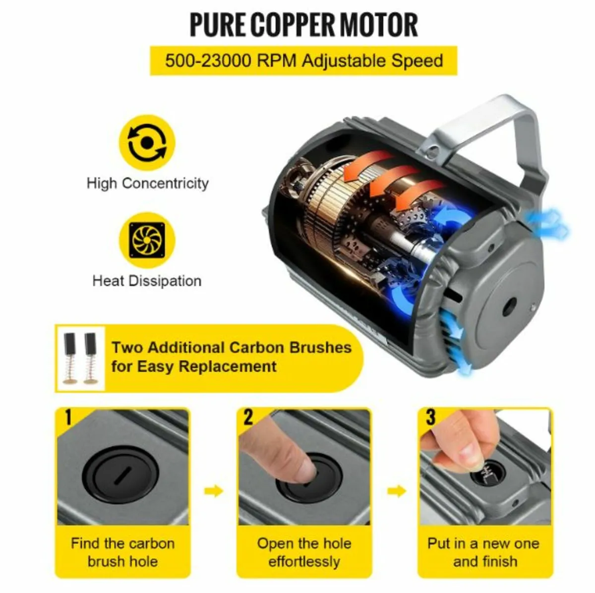 Flex Shaft Grinder 780W Rotary Tool 500-23000RPM R - Image 3