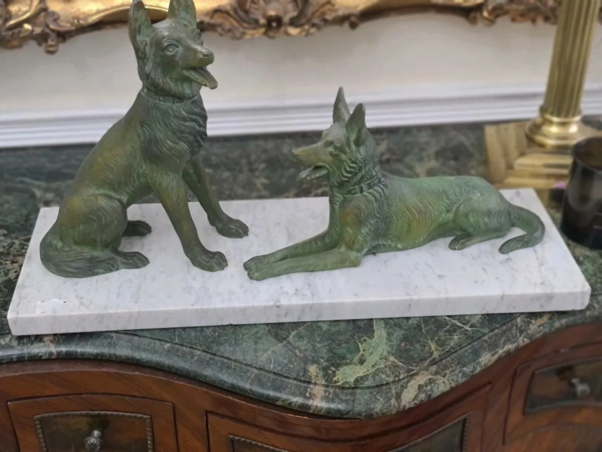 Very large Art Deco Antique sheperds on marble bas - Image 1