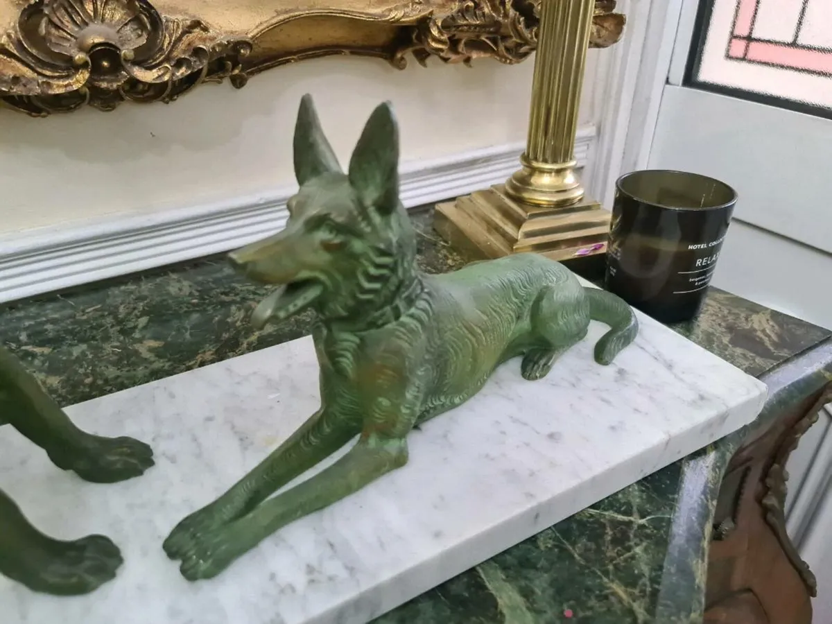Very large Art Deco Antique sheperds on marble bas - Image 2