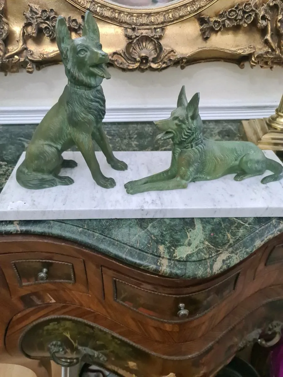 Very large Art Deco Antique sheperds on marble bas - Image 3