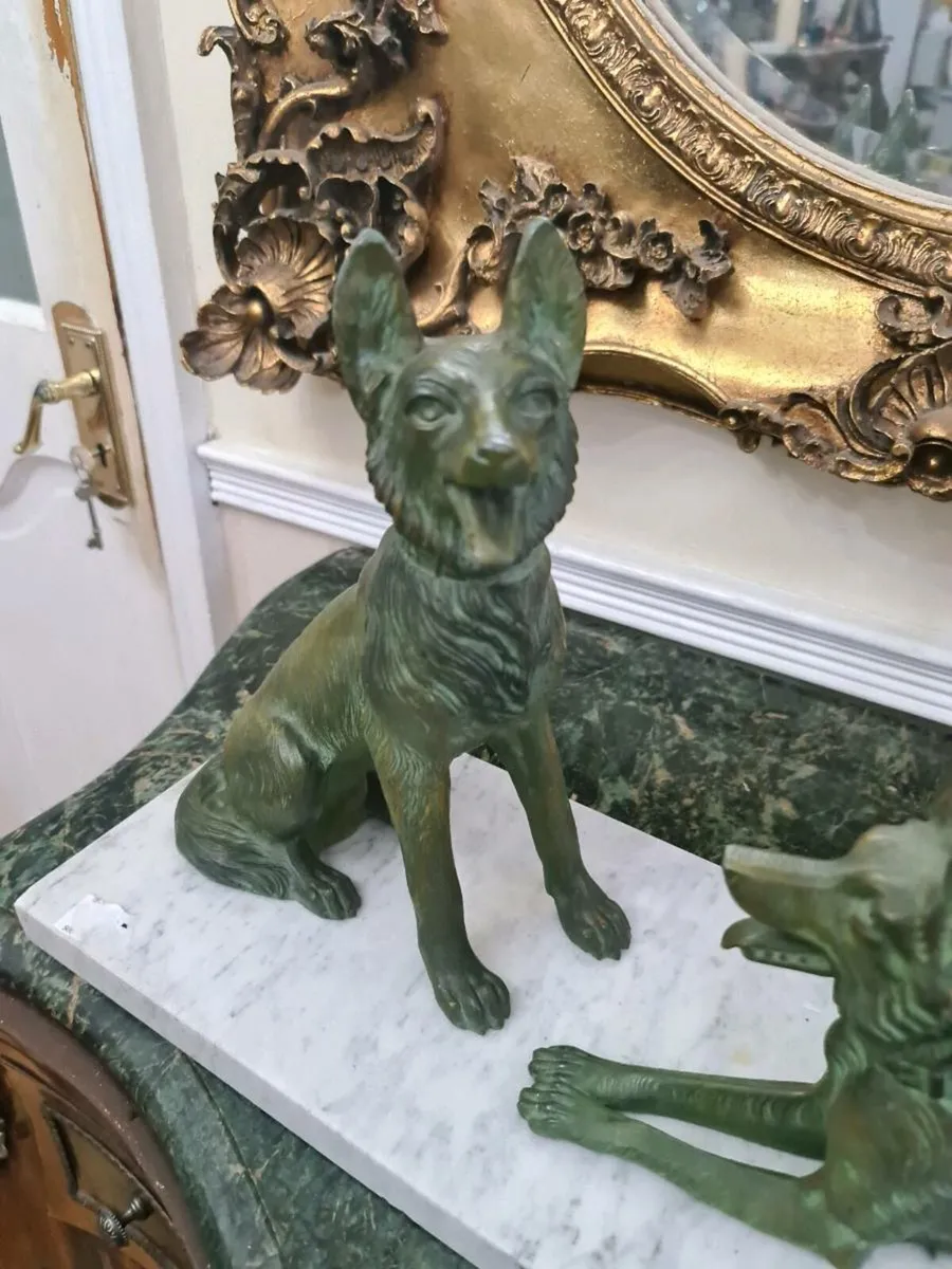 Very large Art Deco Antique sheperds on marble bas - Image 4