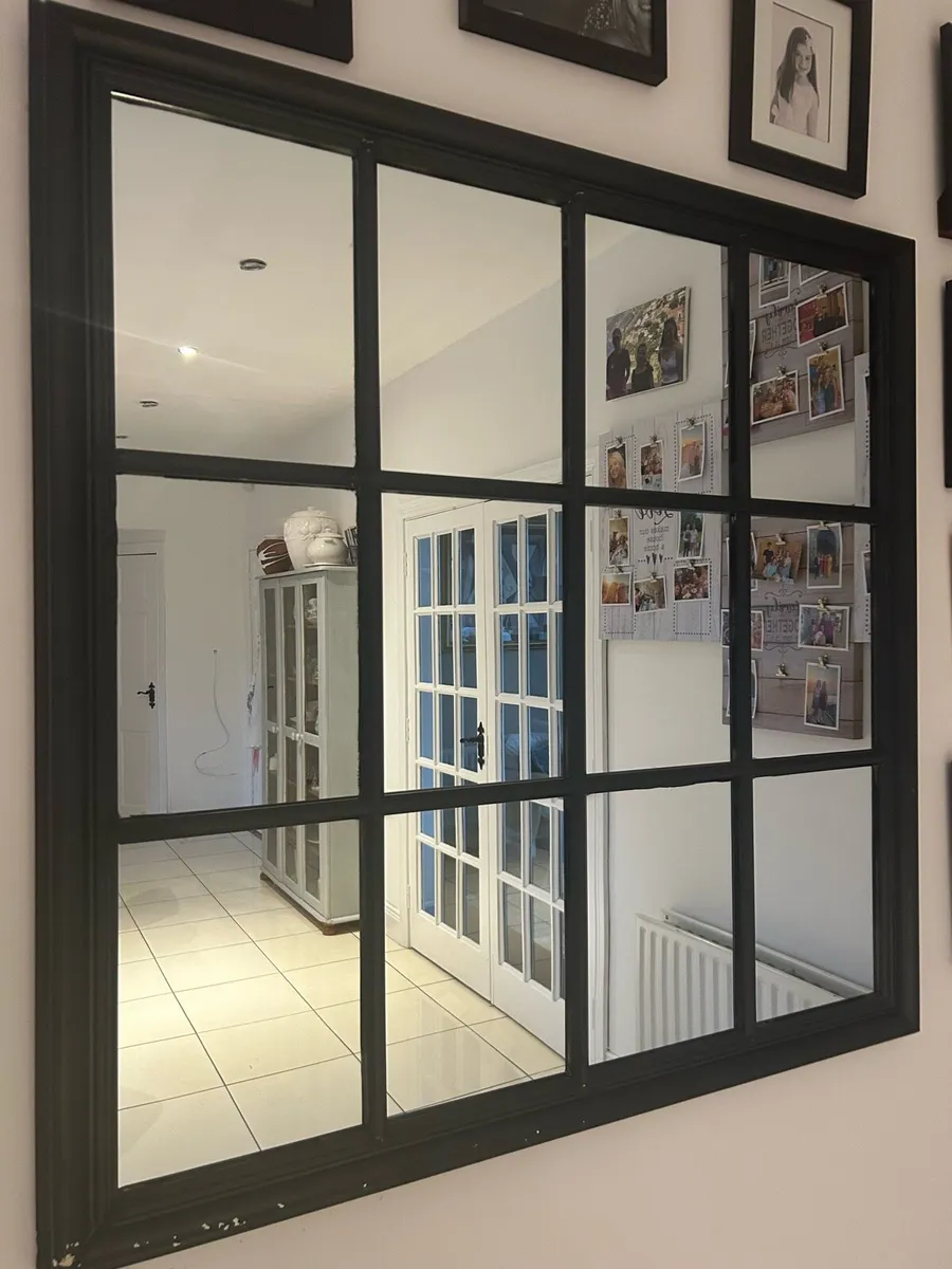 Large black panelled mirror - Image 1